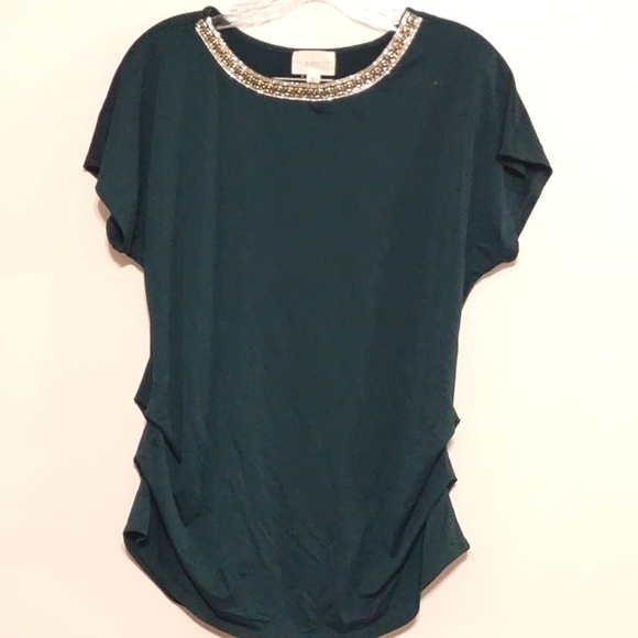 The Workshop Women's Blouse Short Sleeves XL Beaded Neck - Picture 11 of 11